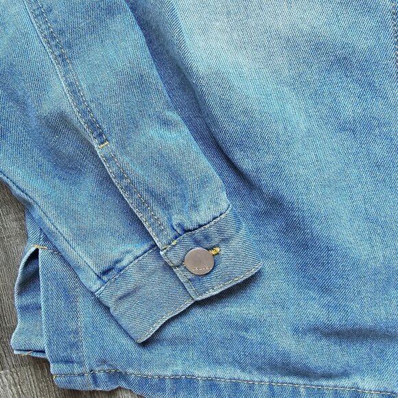JouJou Jean Jacket Womens Size Extra Large Denim Button Front Pockets Faded Blue - Picture 5 of 16